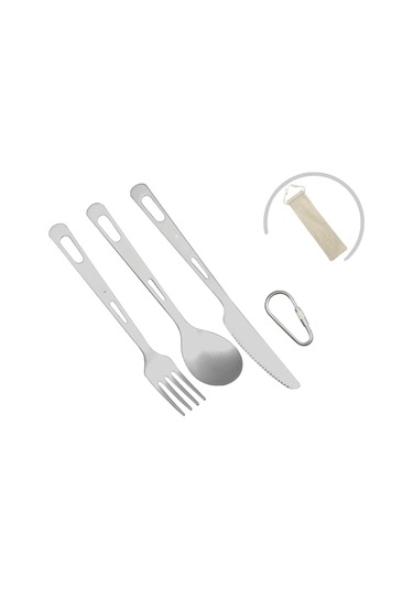 Ranyeek Titanium Yemek Ünitesi - Çatal, Kaşık, Bıçak Seti Outdoor Kamp İçin Taşınabilir Hafif Ve Dayanıklı Malzeme Gümüş