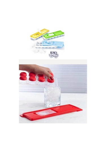 12li Kapaklı Yapışmaz Silikon Tabanlı Plastik Küp Buz Kalıbı Yeşil