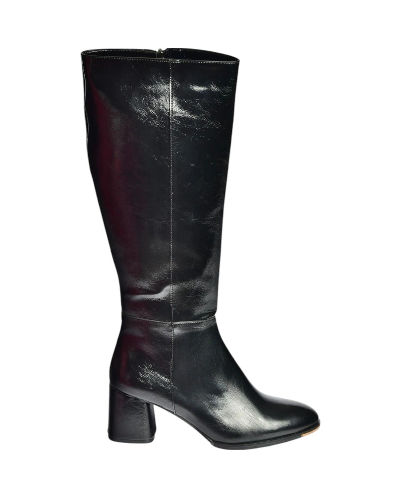 J848300160 Siyah Rustik Kalın Topuklu Kadın Çizme Siyah-rustik