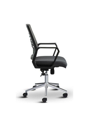 Asbir Mobilya Metis Metal Ayaklı Çalışma Koltuğu Ofis Sandalyesi Gri Siyah