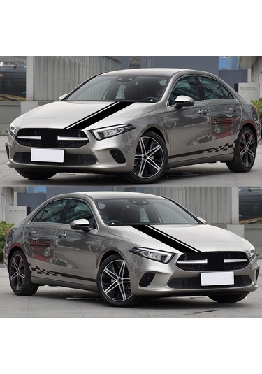 Novahub 5 Adet Araba Yan Kapı Gövde Kaput Ayna Çıkartma Şeritleri, Yarış Tasarımı