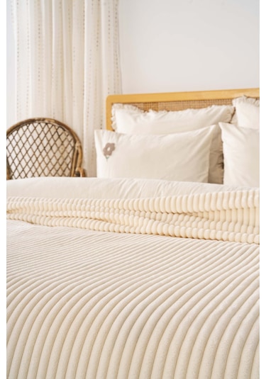 Şampanya Gloria Wellsoft Çift Kişilik Battaniye Krem