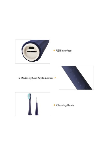 Wezone Evde Kullanan Elektrikli Diş Taşı Temizleyici - Ipx7 Su Geçirmezli, Mavi, 2 Fırça + 2 Uçlu Başlık
