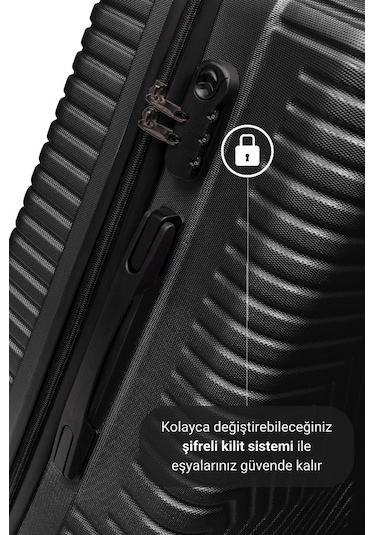 G&d Polo Suitcase Abs 3'lü Siyah Lüx Valiz Seyahat Seti 600.01-set Siyah