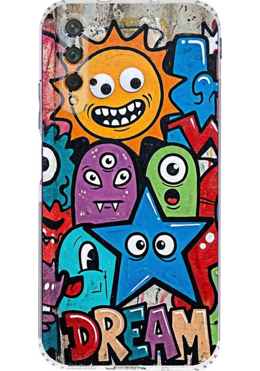 Huawei Nova 5t İle Uyumlu Grafiti Dream Street Tasarımlı Şeffaf Silikon Kılıf Şeffaf