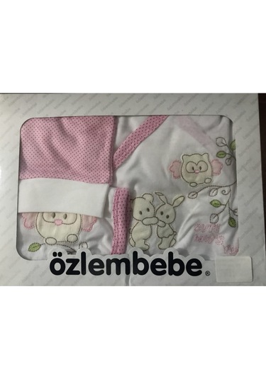 Mantar Baskılı Bebe Zıbın Seti 5'li Açık Bej