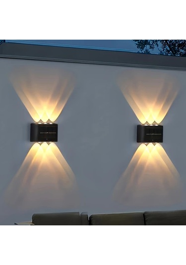 Gateesat 6 Led Güneş Enerjili Dış Mekan Duvar Lambası 4'lü Paket Akıllı Sensör Bahçe Aydınlatma Beyaz Işık