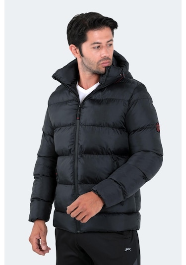 Slazenger HANK Erkek Kapüşonlu Şişme Siyah Mont & Kaban