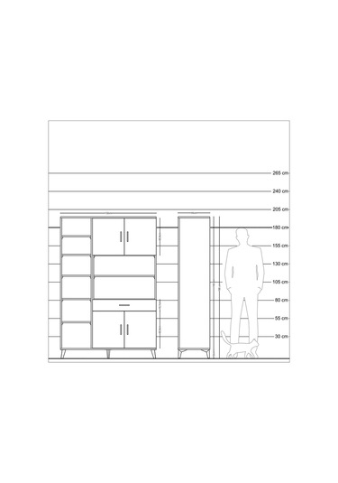 Hyperion Dolap 10 Raflı Tek Çekmeceli 4 Kapaklı 132x44x195 Antrasit-aytaşı/aytaşı Aytası/aytası