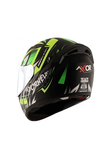 Axor Rage Trogon-E  CE2205 DOT FMVSS218 Motosiklet Kaskı Siyah - Yeşil - Sarı