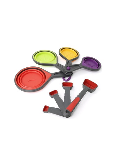 Ruicoo Bakım Ve Pişirme İçin 8 Parça Silikon Ölçü Kupa Ve Kaşık Seti - Ölçümlü, Esnek Ve Dayanıklı Ev Gereci Diğer