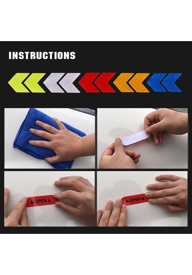 Mavi 2 Adet Araba Yansıtıcı Etiket Oklar Desen Uyarı Çıkartmaları Motosiklet Oto Kuyruk Çubuğu Tampon Güvenliği