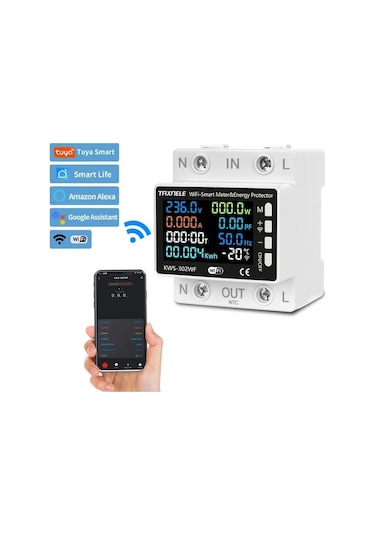 Tuya Destekli Akıllı Wifi Yüksek Voltaj Güç Tüketim 63 Amper