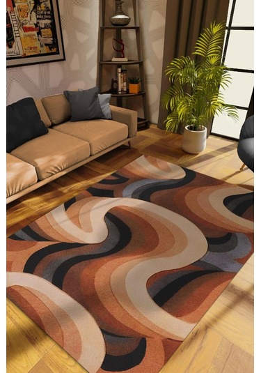 Homshtag Toprak Tonları, Soyut Salon Halısı,renk Geçişli Oturma Odası Halısı Çok Renkli