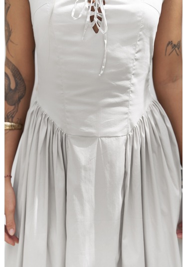 Narissa Askılı Midi Ekru Elbise Ekru