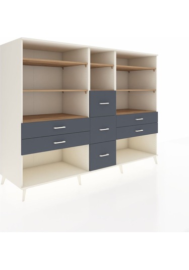 Kronos Dolap 8 Raflı 7 Çekmeceli 220x59x163 Aytaşı-çam/antrasit Aytaşı-çam/antrasit