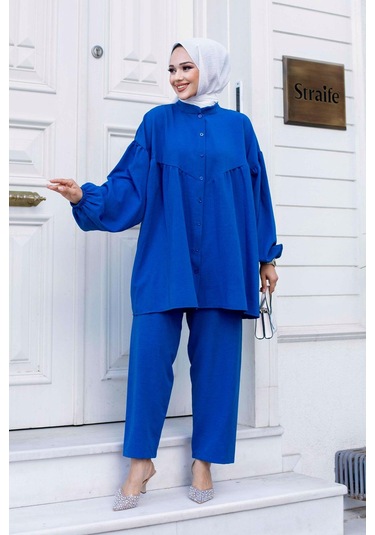 Balon Kol Tesettür İndigo Takım I Ndigo