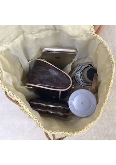 Kağıt İplik Hasır Sırt Çantası Str-1203 Yeşil Yeşil