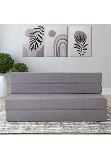 Homedius Valeria Çift Kişilik Katlanır Yatak Olabilen Koltuk Gri - 125x200 Cm Gri