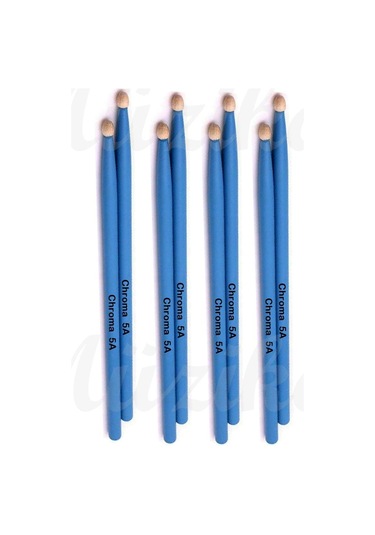 Chroma Baget Mavi 4 Çift - Davul - Bateri Bageti Drumsticks 5a Pürüzsüz Yüzey