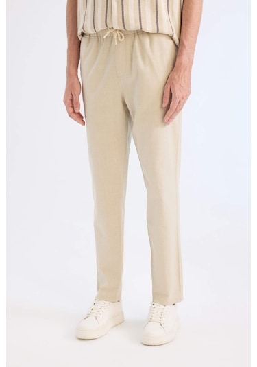 DeFacto %100 Pamuk Keten Görünümlü Yazlık Jogger Pantolon - Dar Paça Beli Bağcıklı Lastikli Cepli Z6475AZ25SPBG700 DeFacto %100 Pamuk Keten Görünümlü Yazlık Jogger Pantolon - Dar Paça Beli Bağcıklı Lastikli Cepli Z6475AZ25SPBG700