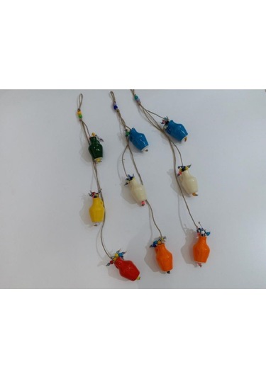 Askılı Seramik Nazar Boncuklu 3'lü Testi Karma Renk Nazar Boncuğu Sts-006