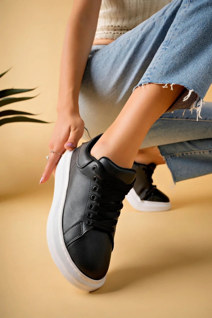 Luis A Costa Lc101 Siyah Cilt Beyaz Taban Kadın Sneaker Renkli