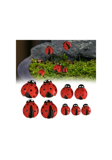 Suntek 9 Parça Uğur Böceği Heykeli Mikro Manzara Masaüstü