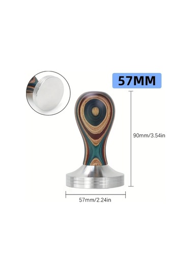 Motion003 57mm Kahve Dizgisi Alıkısscafe Premium 304 Paslanmaz Çelik Çıkarılabilir Düz Taban Renkli Ahşap Sap Kolay Temizlenebilir Espresso Demleme Için Ahşap