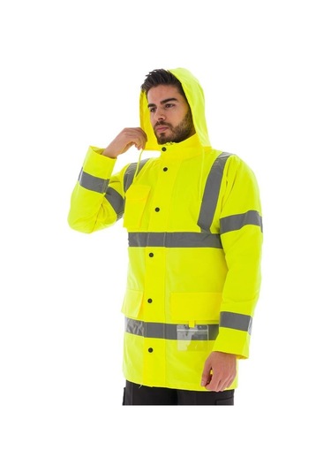 Yüksek Görünürlüklü Reflektörlü Kaban, Fosforlu Sarı -61E366-