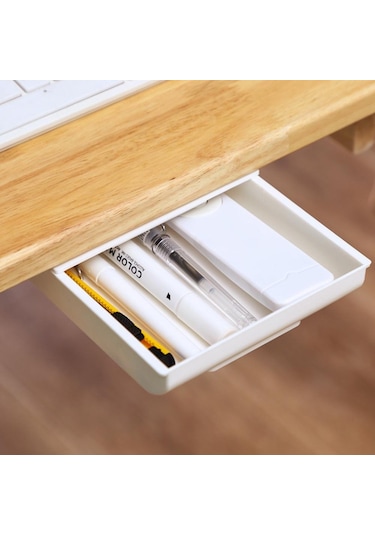 Beyaz Depolama Rafı Kendinden Yapışkanlı Kalem Tepsisi Masa Masa Depolama Çekmecesi Organiz Masa Altında Tezgah Altı Ürün 54326371