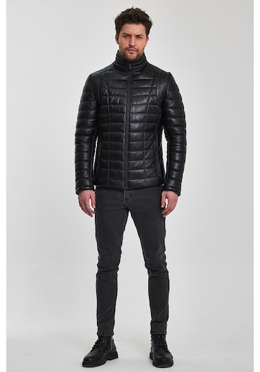 Dennis Siyah Deri Mont 001