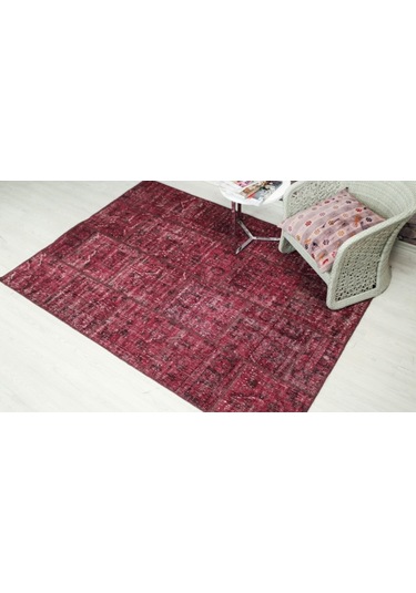 Patchwork El Dokuma Antik Anadolu Halısı Volcana Kırmızı