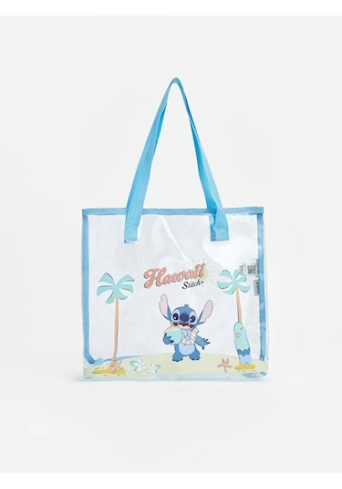Lc Waikiki Mavi Stitch Baskılı Kız Çocuk Plaj Çantası
