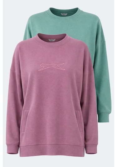 Slazenger Vıkentı Sw 2 Li Set Kadın Sweatshırt Yeşil - Gül