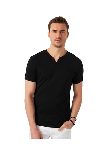 Buratti Pamuklu V Yaka Slim Fit Erkek T Shirt 5902122 Siyah