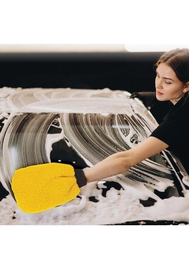 Bikomponent Mikrofiber Köpürtme ve Parlatma Eldiveni Sarı