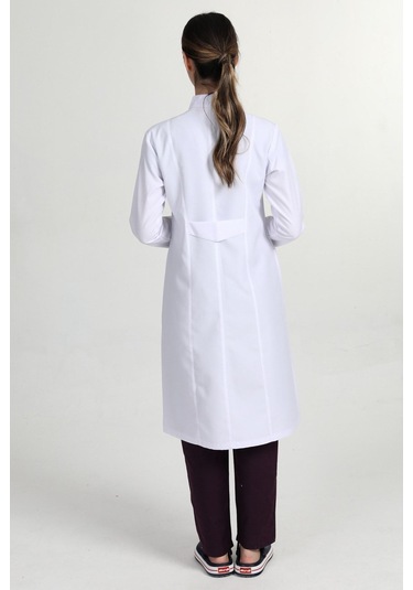 Azim Önlük Tesettür 105cm Doktor Hemşire Eczacı Lab Öğretmen Önlüğü Beyaz