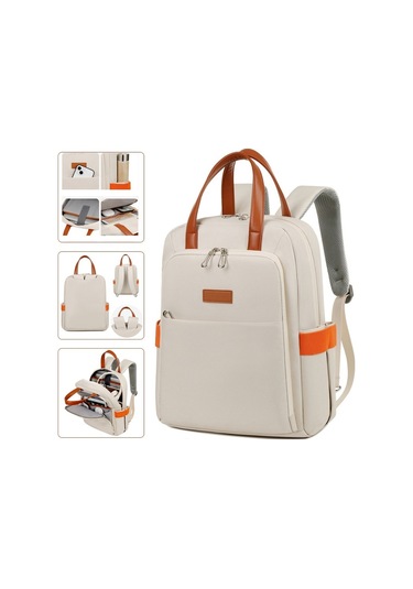 Su Geçirmez Kadın Sırt Çantası, Çok İşlevli, İşe Gidip Gelme, Beyaz