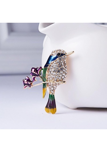 Kuş Model Yaka İğnesi Çok Renkli