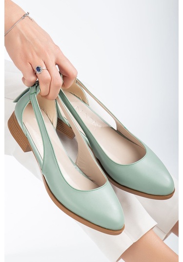 Volpen Cilt Kısa Topuk Ayakkabı Mint Yeşil Yeşil