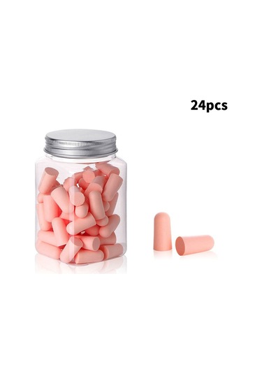 24/60 Adet Sessiz Rebound Uyku Kulak Tıkacı Ses Geçirmez Kulak Tıkacı Pembe