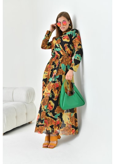 Ftz Women Kadın Desenli Elbise Sarı 30842-Sarı