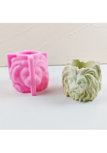 Ulzyvf Silikon Silikon Silikon Reçine Mum Kalıp Kalıp Kalıp Ev Dekorasyonu Çimento Beton Başlı Aslan Aslan Aslan Alçı 3d Uq