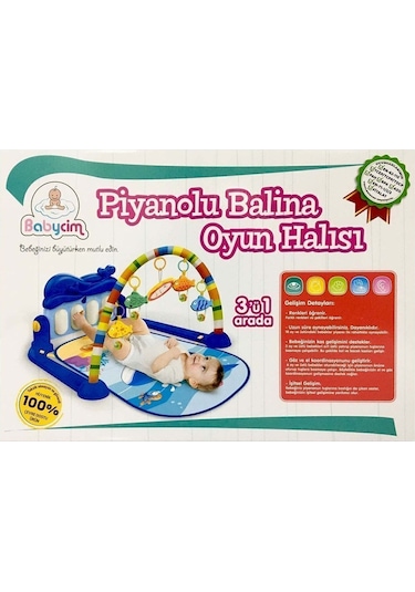 Balina Piyanolu Sesli Işıklı Aynalı Oyun Halısı Yeni Tasarım