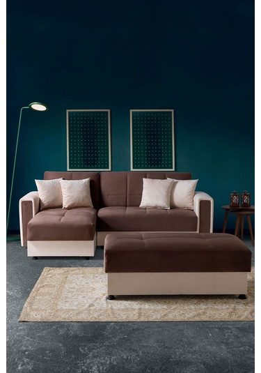 Karel Puflu Köşe Koltuk Takımı Kahve