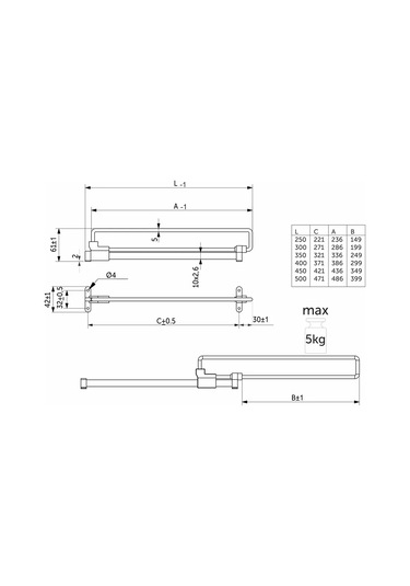 Aksmebel Dolap İçin Açılır Askı 350 Mm, Elbise Çubuğu 322987546 Krom