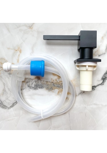 Kare Siyah-kare Mutfak Lavabo Sıvı Sabun Pompası Dağıtıcı Nikel Altın Losyon Tutucu Pompa Kafası Silikon Tüp Seti Güverte Tezgahı Altında Aracı