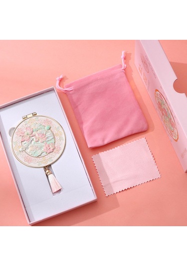 Suntek Seyahat Makyaj Aynası Yuvarlak Yaratıcı Kozmetik Çanta Pembe