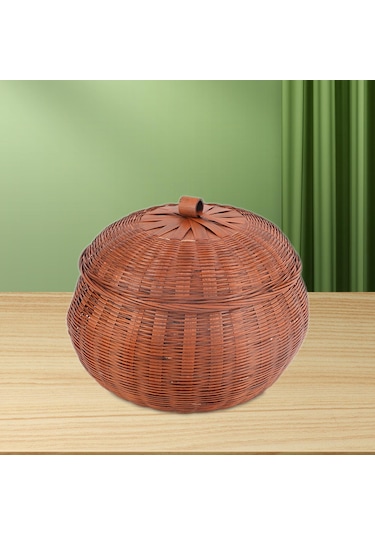 Suntek El Dokuma Balkabağı FYuvarlak Rattan Saklama Kutusu